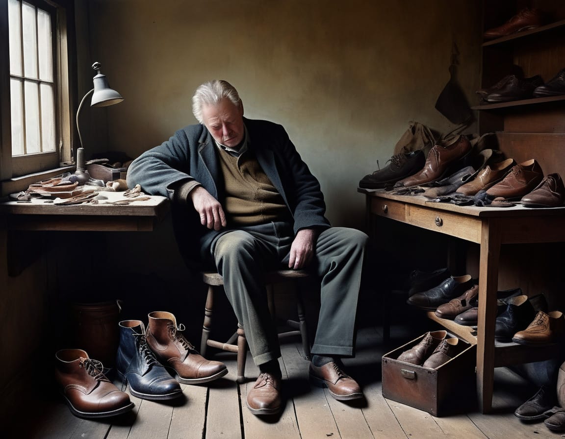 cobbler asleep at their desk